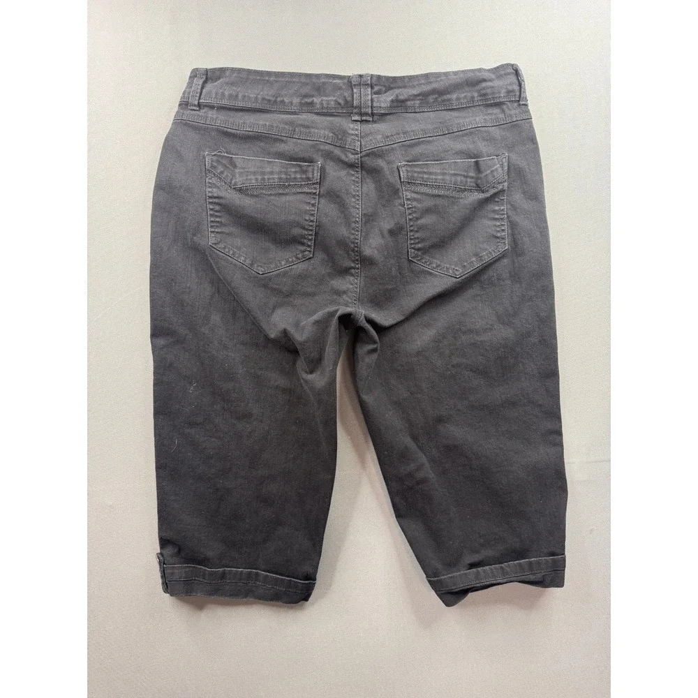 Gloria Vanderbilt Womens Skimmer Black Denim Shorts‎ Cuffed Knee Length Size 12